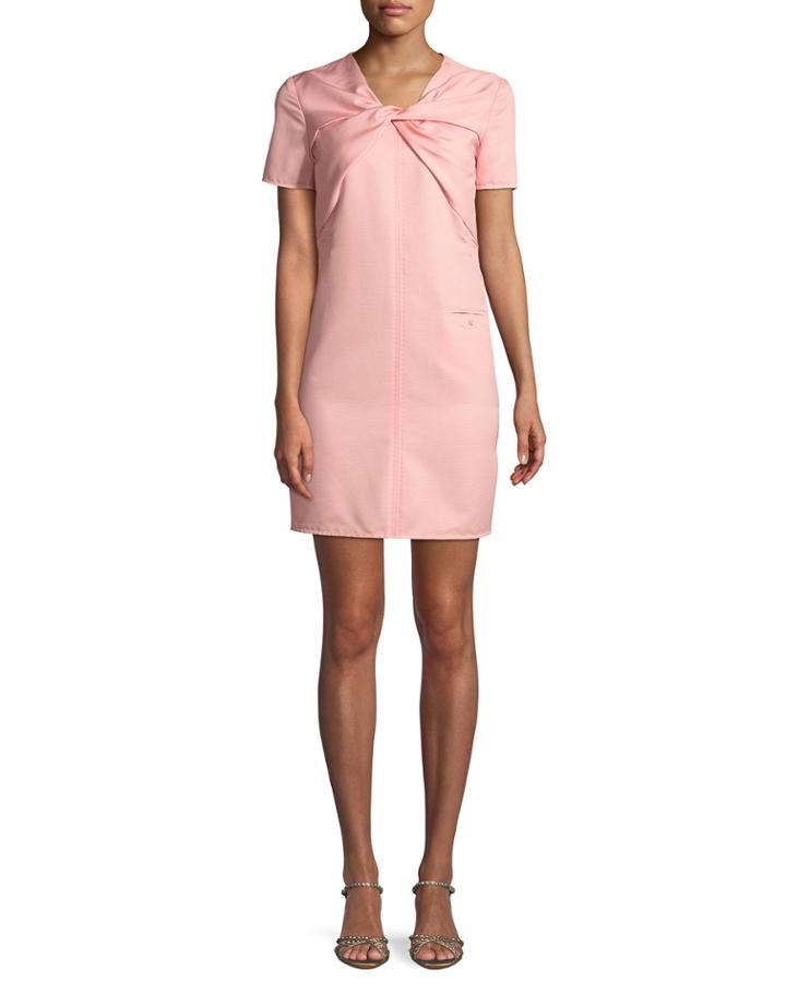 Twisted Short-sleeve Ottoman Dress