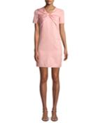 Twisted Short-sleeve Ottoman Dress