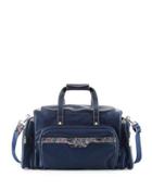 Large Duffle Bag With Paisley Trim, Navy