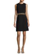 Chain-inset Sleeveless Minidress, Black
