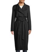 Belted Notched-collar Rain Coat
