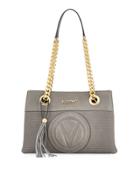 Kali Perforated Chain Tote Bag, Gray