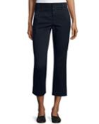 Flat-front Cropped Chino Pants, Khaki