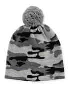 Cashmere Camo Knit Beanie Hat