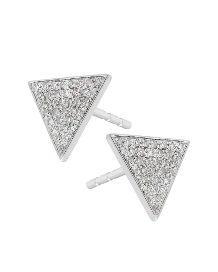 14k White Gold Diamond Triangle