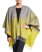 Two-tone Wool Ruana Shawl, Flannel Gray/citron