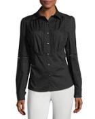 Pleat-bib Button-down Blouse