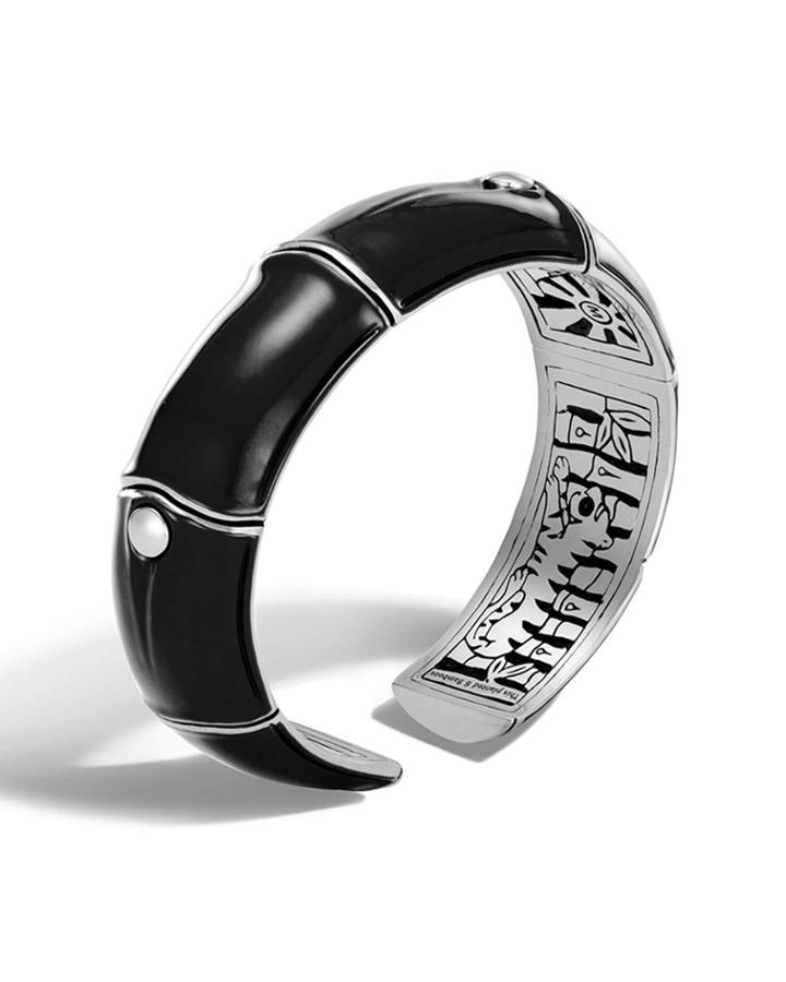 Bamboo Small Bracelet In Black Enamel,