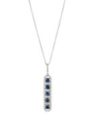 14k White Gold Pendant Necklace With Sapphire & Diamonds