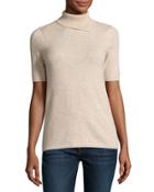 Cashmere Envelope Turtleneck Short-sleeve Top