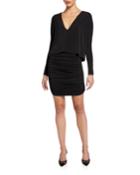 Ruched Long Sleeve Cape Dress