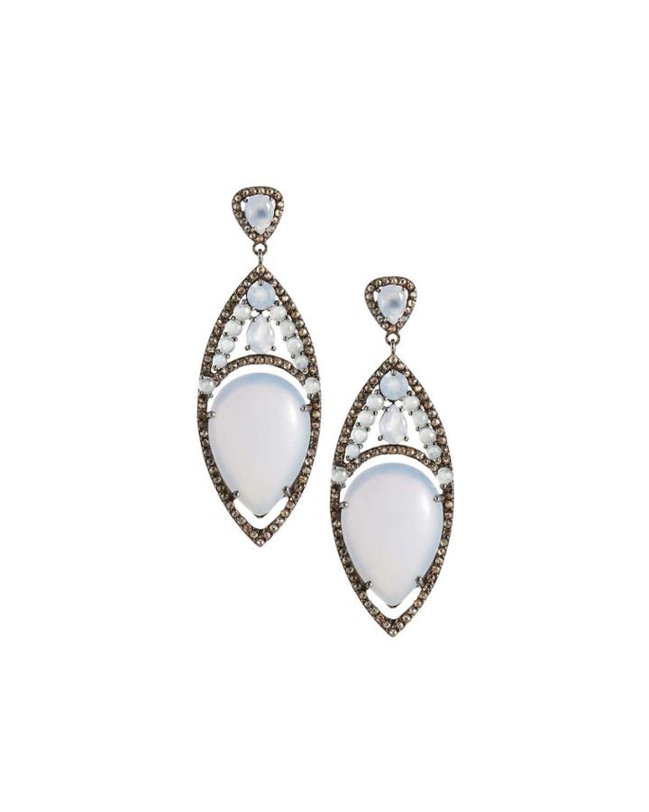Chalcedony & Aquamarine Drop Earrings