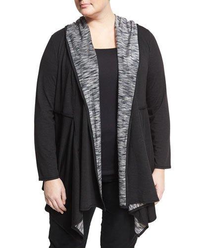Soft Hooded Open Sweatshirt, Black,