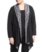 Soft Hooded Open Sweatshirt, Black,