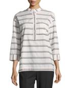 Cecilia Stripe-print Blouse, Black Pattern