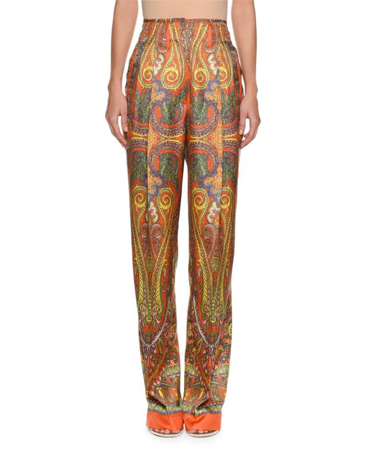 High-waist Paisley-print