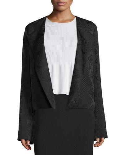 Iruma Open-front Ripple Textured Jacket, Black