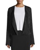 Iruma Open-front Ripple Textured Jacket, Black