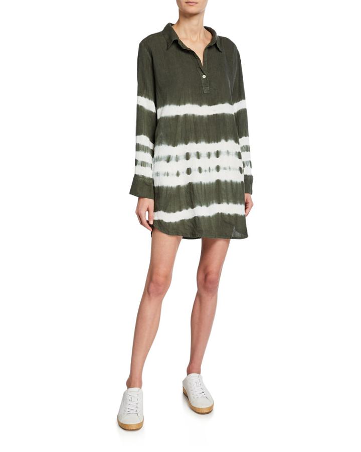 Tie-dye Button Long-sleeve