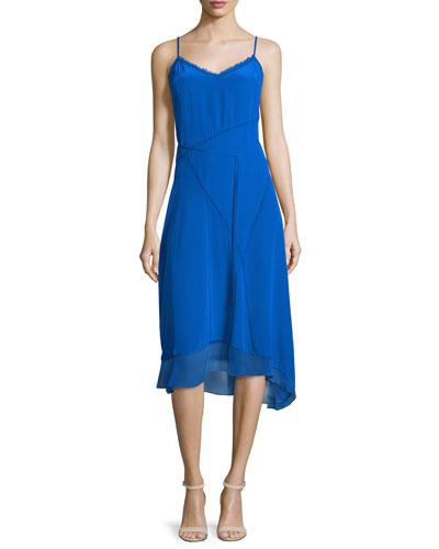 Shirley Sleeveless Asymmetric-hem Dress, Oasis