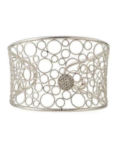 Bollicine 18k White Gold Cuff W/ Pave Diamonds,