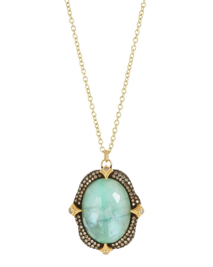 Midnight Triplet Oval Pendant Necklace W/ Diamond Crivelli