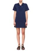 Twist-neck Short-sleeve Cotton Jersey Dress