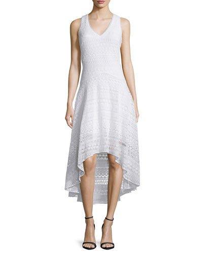 Cotton Lace High-low Dress, White