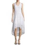 Cotton Lace High-low Dress, White
