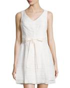 Capitola Jacquard V-neck Dress, Whitewash