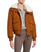Aviator Flight Jacket With Turndown Collar