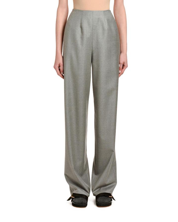 Wool-cashmere Clean-front Wide-leg Pants