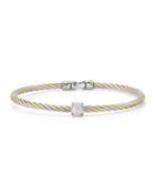 Two-tone Stainless Steel & Diamond Cable Bracelet,