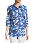 Painterly-poplin Button Front Blouse