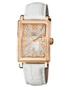 37mm Avenue Of Americas Glamour Diamond Watch W/ Leather Strap, Rose Golden