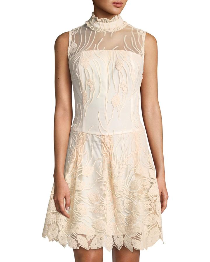 Embroidered Illusion Flapper Dress