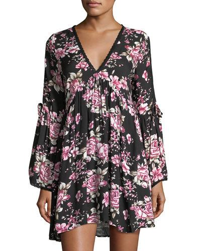 Garett Floral-print Long-sleeve Dress