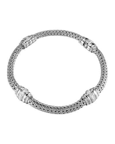 Bedeg Diamond-station Silver Bracelet,