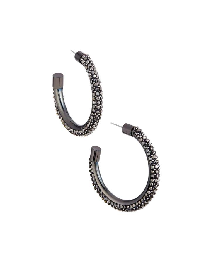 Hematite Crystal Hoop Earrings,