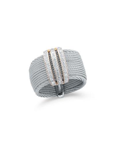 Multi-row Micro-cable Pave Diamond Band Ring, Gray,