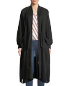 Oversized Zip-front Belted Duster Jacket