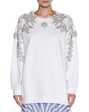 Embellished Oversize Sweatshirt, White