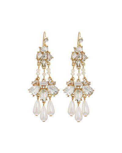 Multi-crystal Cluster & Simulated Pearl Drop Earrings