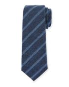 Tonal Striped Cotton Tie, Blue/light Blue