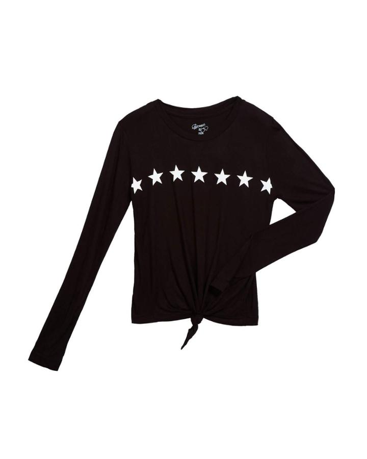 Girl's Star Graphic Tie Front Tee,