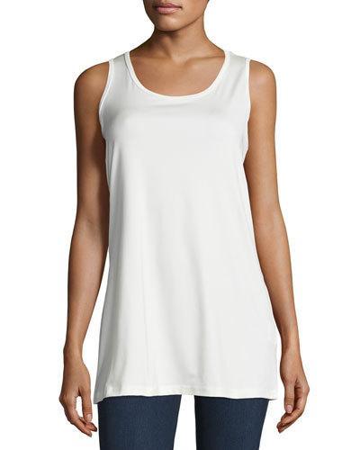 Long Sleeveless Relaxed Tank, Off White