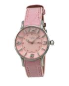 Alligator-strap Stainless Steel Watch, Pink