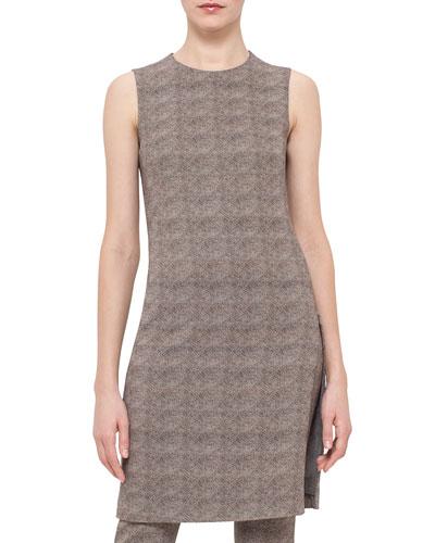 Sleeveless Turtle-print Sheath Dress, Elephant