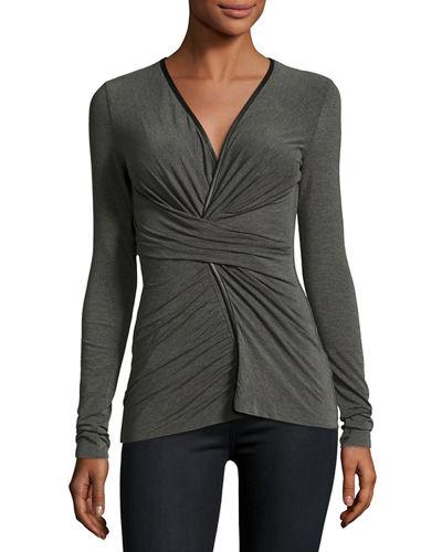 Faux-wrap Front Jersey Top