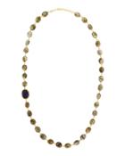 Long 14k Gold-filled Labradorite, Lapis & Diamond Station Necklace